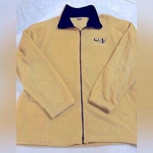 90’s San Francisco Tourist Zip Up Fleece Jacket XL Overized Unisex Yellow Navy
